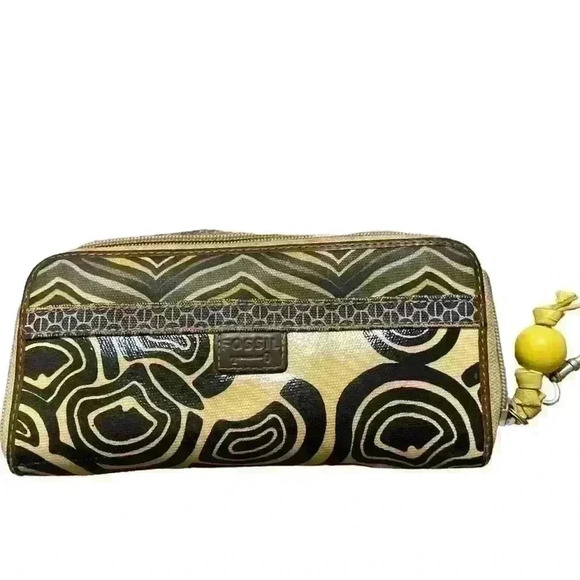 Fossil‎ key per beige zip up flap card slots wallet - Picture 1 of 9